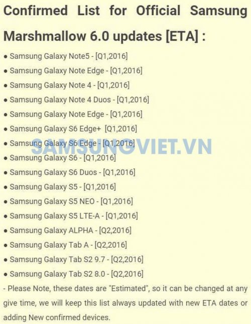 Samsung Android 6.0 Marshmallow